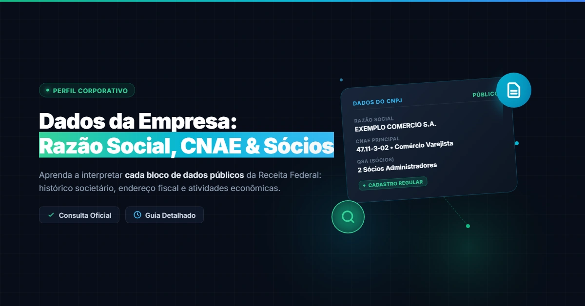 Dados da Empresa: Razão Social, CNAE, Endereço e Sócios