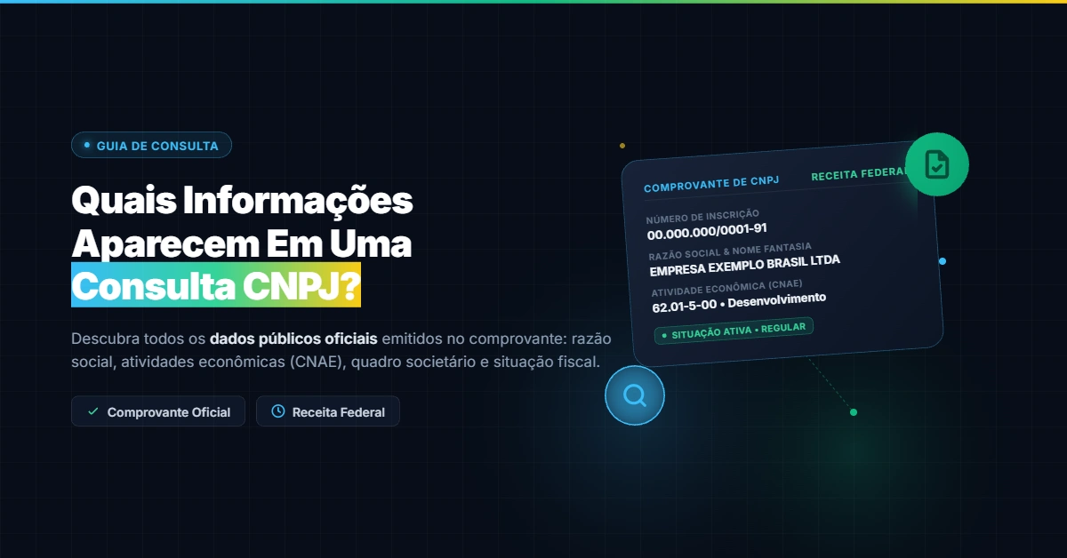 Quais informações aparecem em uma consulta CNPJ?